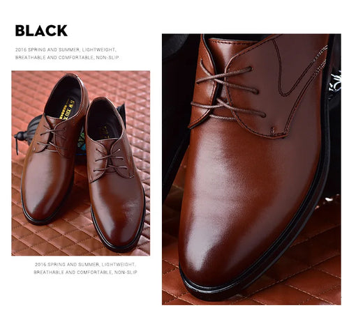 Elegant Men's Black Leather Oxfords for Formal Occasions - Perfect Wedding, Party, Office, and Business Shoes for Men